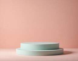 Minimalist pastel podium on soft background product display stand photo