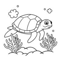 mar Tortuga para niños colorante libro. ilustración. vector