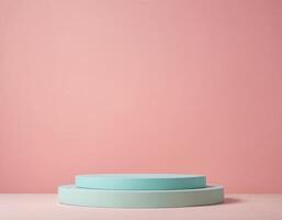 Minimalist pastel podium on soft background product display stand photo