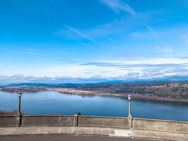 View of the Columbia River from the road to Multnomah Falls in Oregon, USA photo