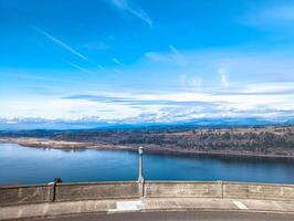 View of the Columbia River from the road to Multnomah Falls in Oregon, USA photo