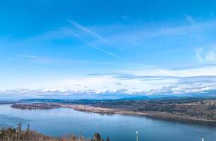 View of the Columbia River from the road to Multnomah Falls in Oregon, USA photo