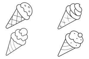 Chocolate ice cream cone outline illustration vector