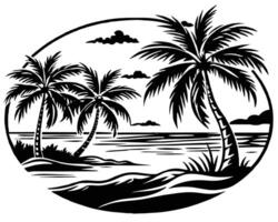 Palm Tree On Water Scene illustrator vector