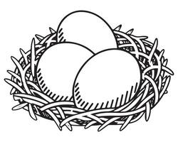 Egg in the nest drawn vector