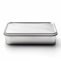 Rectangular tin box. Metal box for various purposes. Isolate on a white back photo