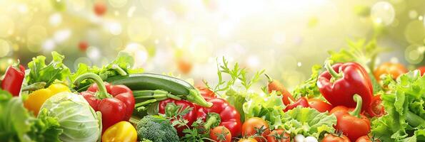 bandera luminoso Fresco vegetales bandera para sano comiendo y nutrición campañas foto