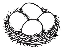 Egg in the nest drawn vector