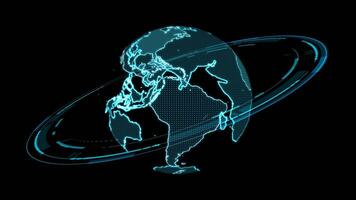 global network wireless connection simulation on monitor digital technology large station ring video