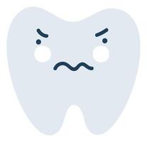 gris nervioso diente emoji icono. linda diente personaje. objeto medicina símbolo plano Arte. dibujos animados elemento para dental clínica diseño, póster vector
