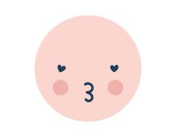 rosado contento Beso amor emoji icono. objeto símbolo plano Arte. dibujos animados elemento para web diseño, póster, saludo tarjeta, san valentin día, Boda vector