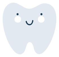 gris contento diente emoji icono. linda diente personaje. objeto medicina símbolo plano Arte. dibujos animados elemento para dental clínica diseño, póster vector