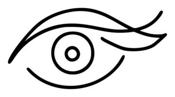 Hand drawn eye icon in simple doodle style. Open black eye with lines. Monochrome design vector