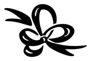 minimalista negro y blanco dibujo de arco y cinta. línea icono elemento para web sitio diseño, logo, aplicación, ui ilustración vector