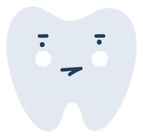 gris aburrido diente emoji icono. linda diente personaje. objeto medicina símbolo plano Arte. dibujos animados elemento para dental clínica diseño, póster vector