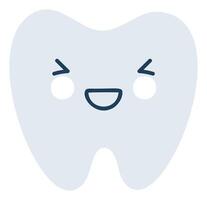 gris riendo diente emoji icono. linda diente personaje. objeto medicina símbolo plano Arte. dibujos animados elemento para dental clínica diseño, póster vector