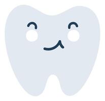 Gray shy tooth Emoji Icon. Cute tooth character. Object Medicine Symbol flat Art. Cartoon element for dental clinic design, poster vector