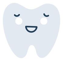 Gray shy tooth Emoji Icon. Cute tooth character. Object Medicine Symbol flat Art. Cartoon element for dental clinic design, poster vector