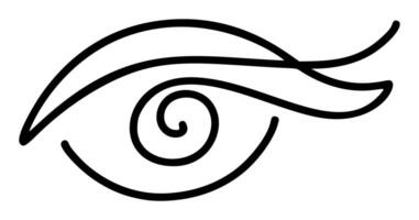 Hand drawn eye icon in simple doodle style. Open black eye with lines. Monochrome design vector