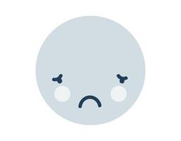 azul triste redondo emoji icono. objeto símbolo plano Arte. dibujos animados elemento para web diseño, póster, saludo tarjeta vector