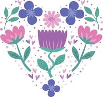 Vintage heart with flowers on a transparent background. illustration for spring, Easter, Valentine's Day. It is intended for printing on surfaces and web design. vector