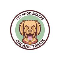 Pet food snacks logo mascot, golden retriever mascot vector