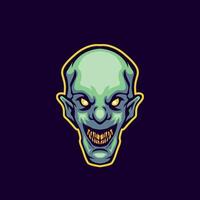 Green character zombie head mascot logo vector