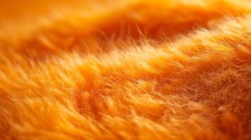 Close up of orange woolen fabric texture background. Macro photo. photo