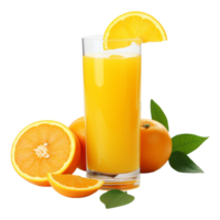 Fresh orange fruit juice isolated on transparent background png