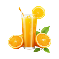 Fresh orange fruit juice isolated on transparent background png