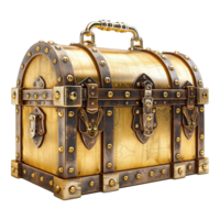 Golden treasure chest isolated on transparent background png