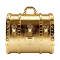 Golden treasure chest isolated on transparent background png