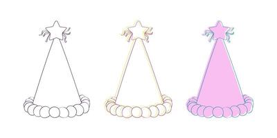 Three paper hats with star decorations on top are displayed vector