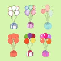 A group of colorful balloons soaring high in the air, carried by the wind. The balloons are buoyancy and float gracefully vector