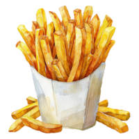 Watercolor French fries isolated on transparent background png