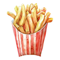 Watercolor French fries isolated on transparent background png