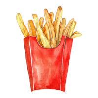 Watercolor French fries isolated on transparent background png