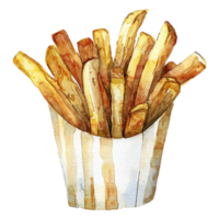 Watercolor French fries isolated on transparent background png