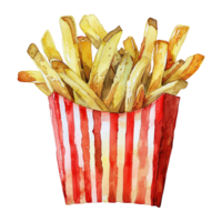 Watercolor French fries isolated on transparent background png