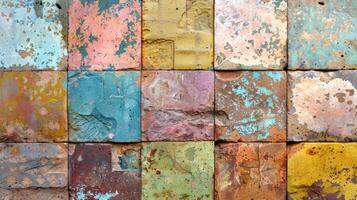 Colorful patina texture of the surface material of concrete blocks photo