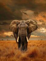 An elephant in the African savannah photo