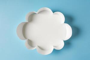 Creative paper cut out of clouds on a vivid blue background photo