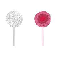 Two colorful lollipops are stacked on white, creating a playful and sweet composition vector