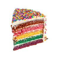 Rainbow layer cake isolated on transparent background png