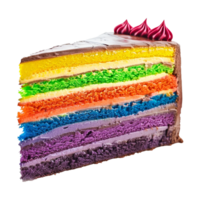 Rainbow layer cake isolated on transparent background png