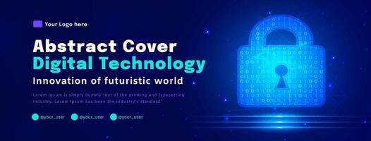 Digital technology poster cover, Cyber security blue background, cyber information, abstract communication, innovation future tech data, internet network connection, Ai big data, illustration vector