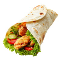 tortilla emballage avec poulet isolé sur transparent Contexte png