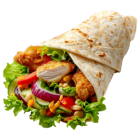 Tortilla wrap with chicken isolated on transparent background png