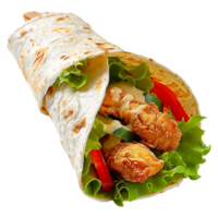 Tortilla wrap with chicken isolated on transparent background png