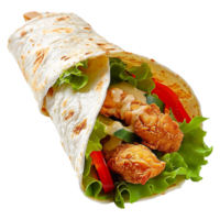 tortilla emballage avec poulet isolé sur transparent Contexte png